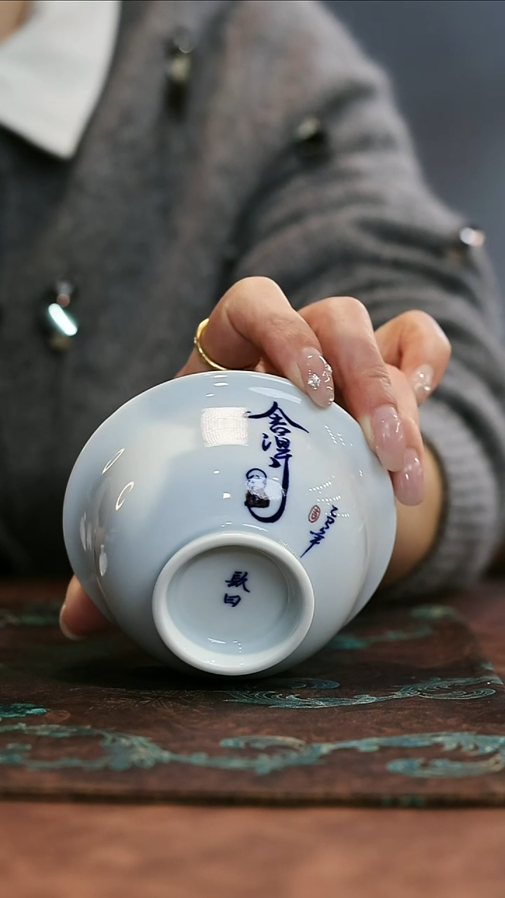 镹曰陶柴窑手工手绘青花