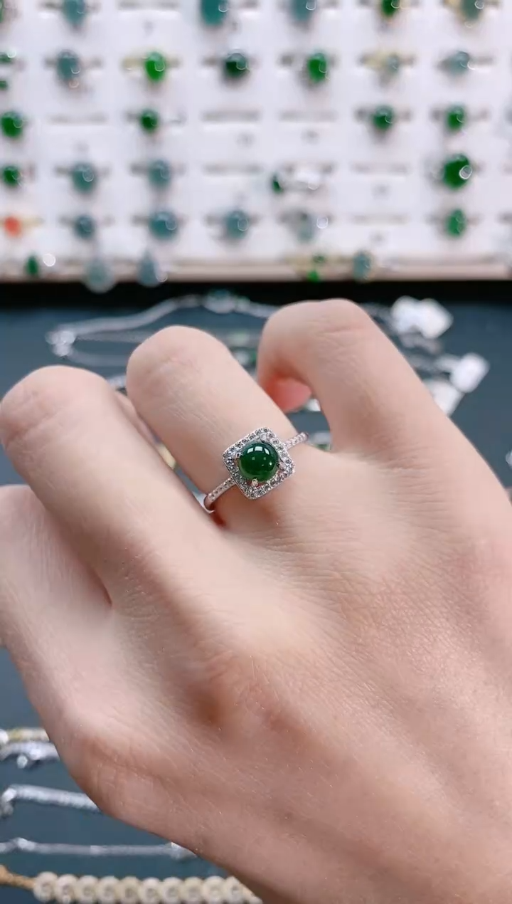 【闪购商品】翡翠戒指银S925镶嵌天然翡翠