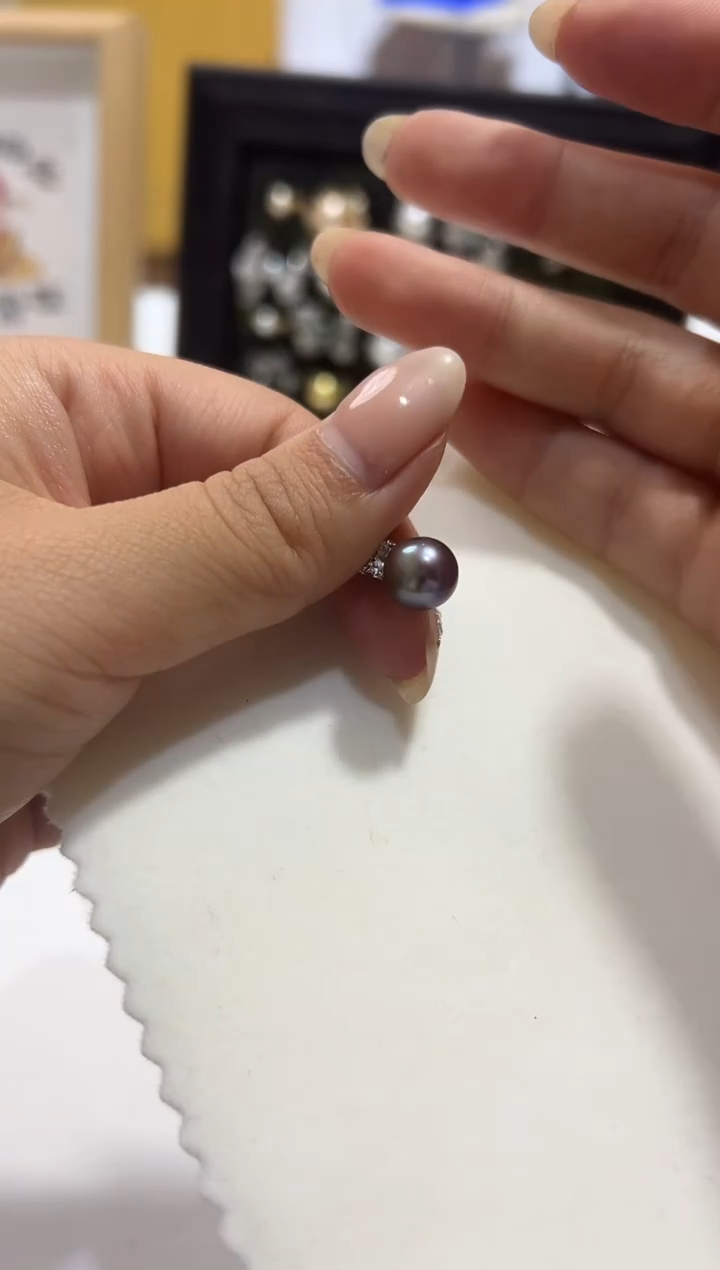 银S925镶嵌吊坠淡水珍珠7