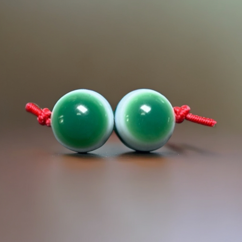 约10mm天然缠丝玛瑙圆眼对珠