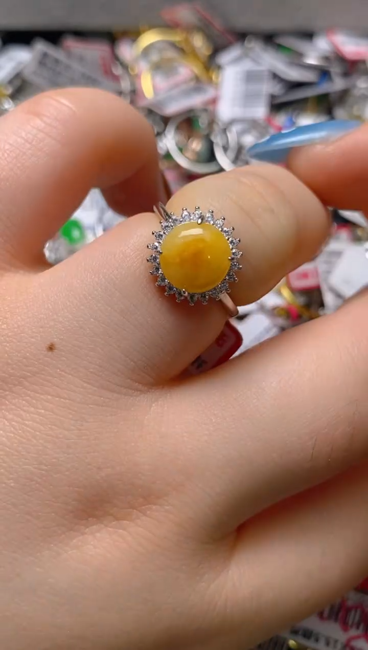 银S925镶嵌戒指翡翠百内无证书