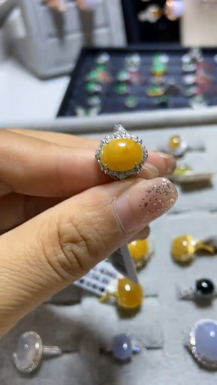 【闪购商品】翡翠戒指银S925镶嵌缅甸天然A翡翠戒指