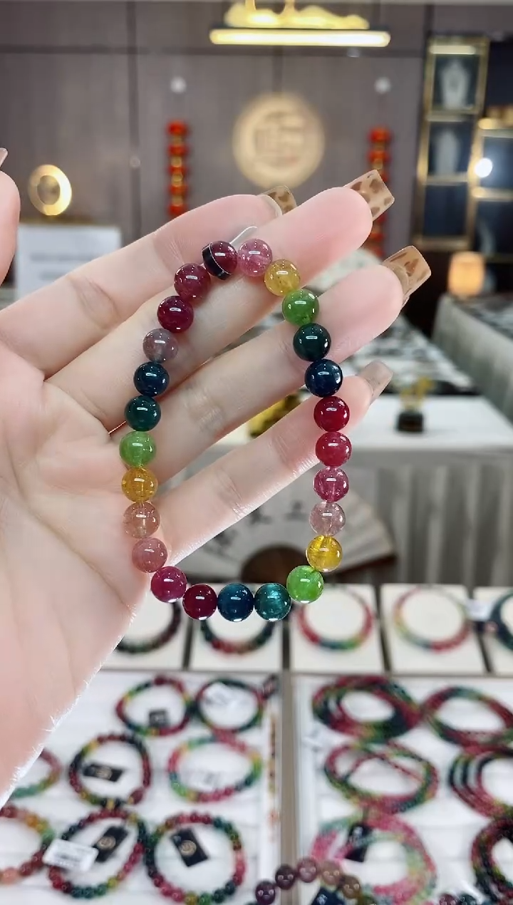 单圈手串7mm+未镶嵌碧玺dan多样性发货一条