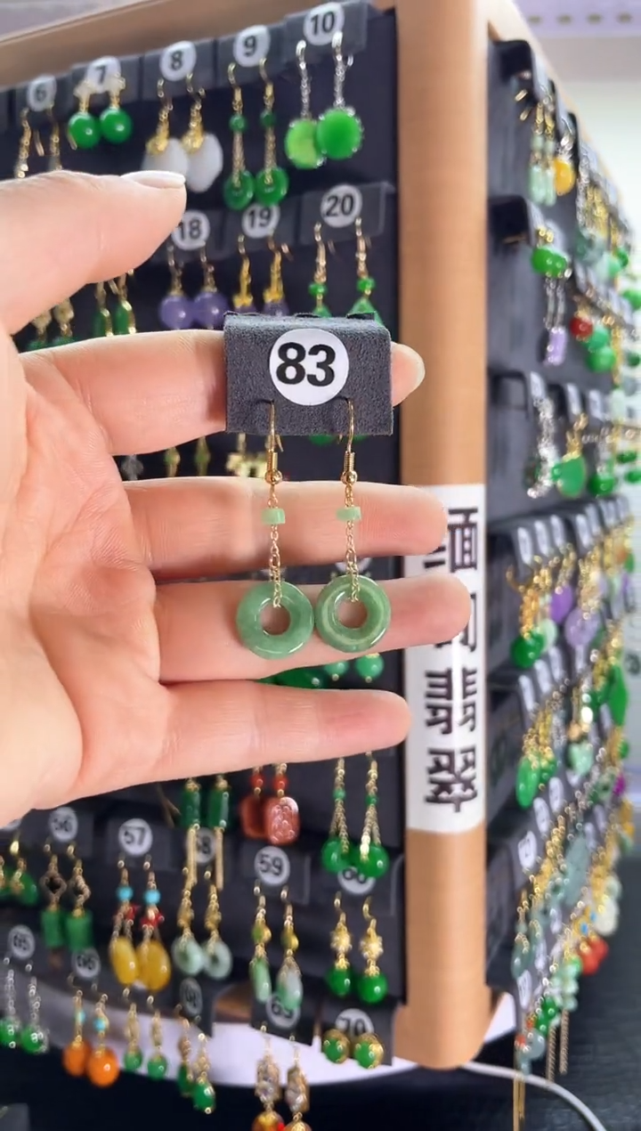 【闪购商品】翡翠耳饰银S925镶嵌83     