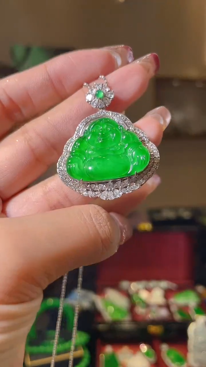 【闪购商品】翡翠吊坠(不含链)银S925镶嵌天然翡翠A货