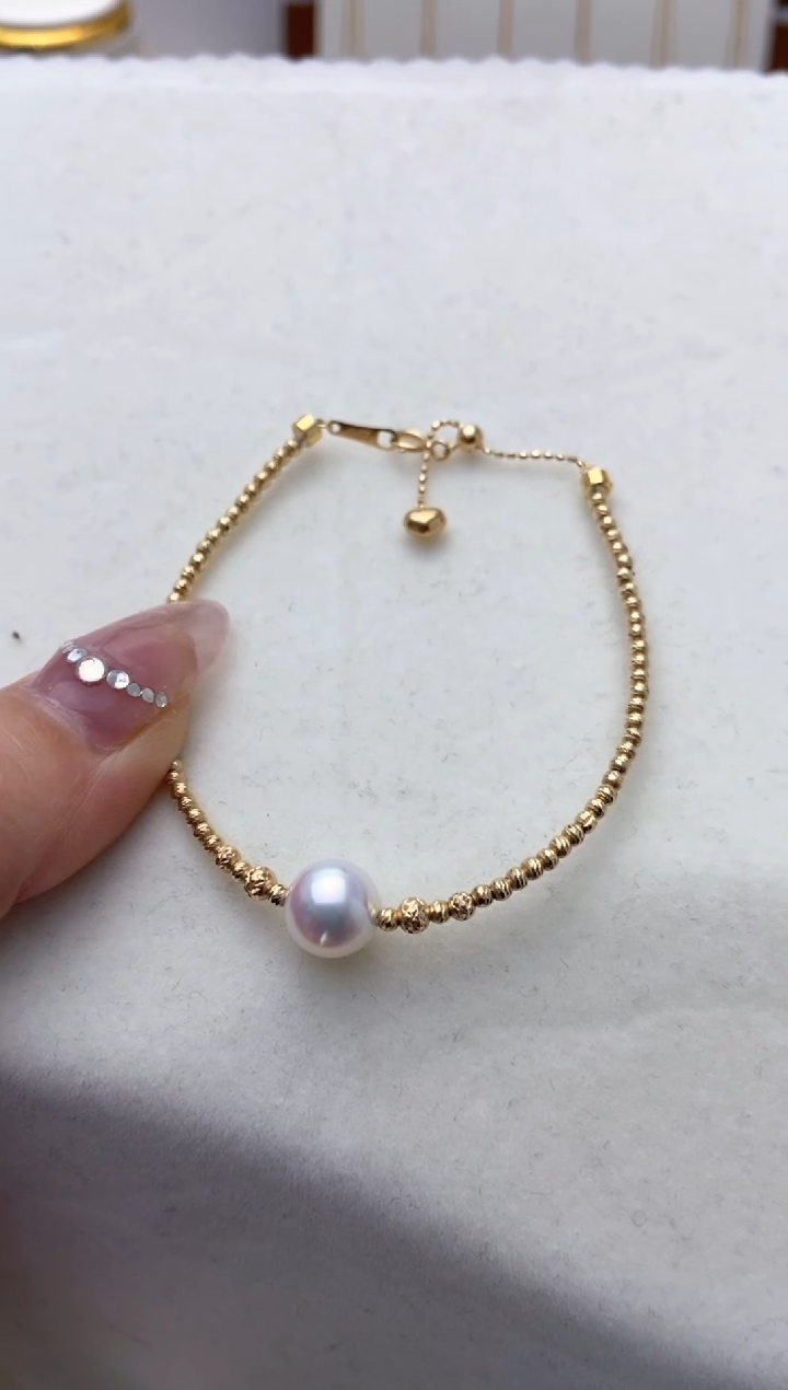 【闪购商品】海水珍珠手链18K金镶嵌天女8.0-8.5手链