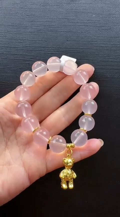 【闪购商品】水晶手链18K金镶嵌粉晶