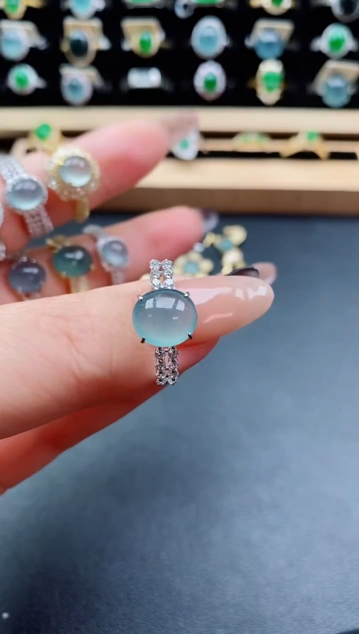 银S925镶嵌戒指翡翠1