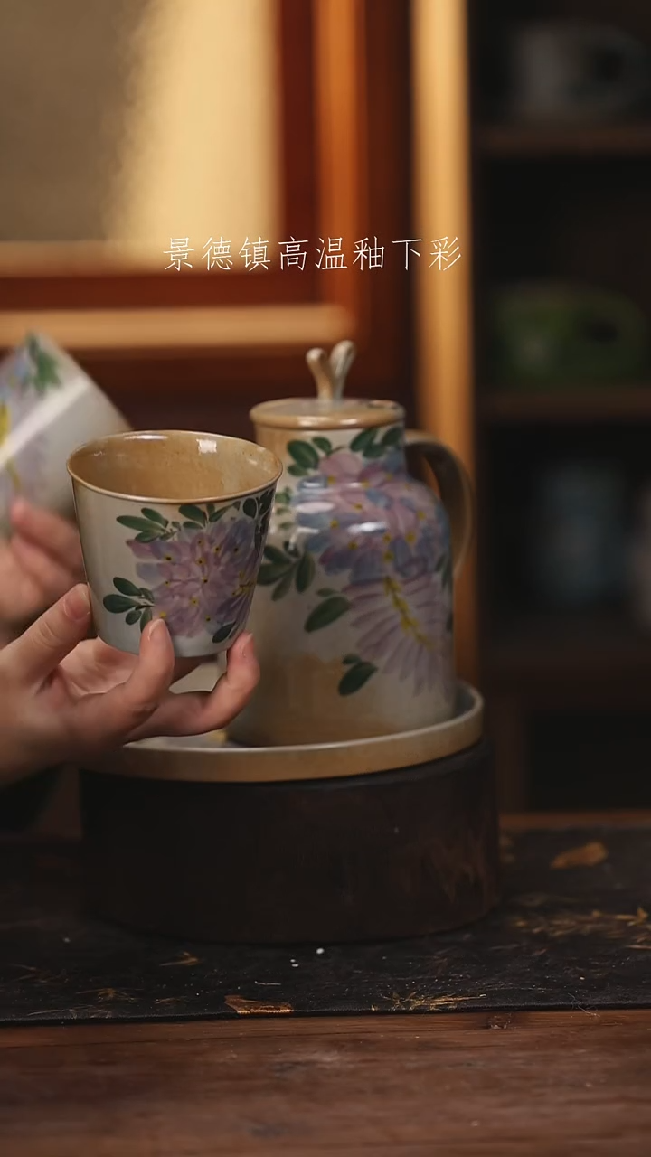 陶瓷景德镇高温釉下手绘陶瓷@L690@