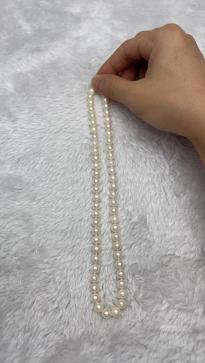 项链银S925镶嵌海水珍珠AK羽皇金7-7.5mm