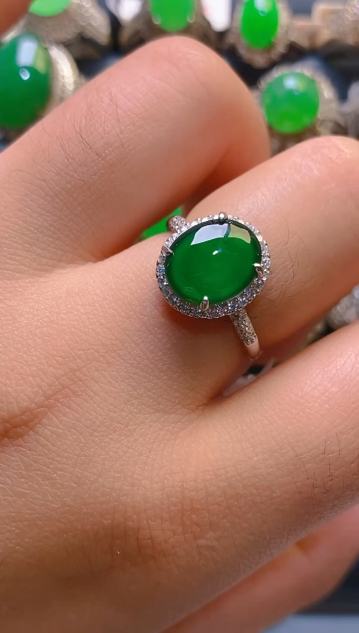 【闪购商品】翡翠银S925镶嵌耳饰天然A货翡翠1