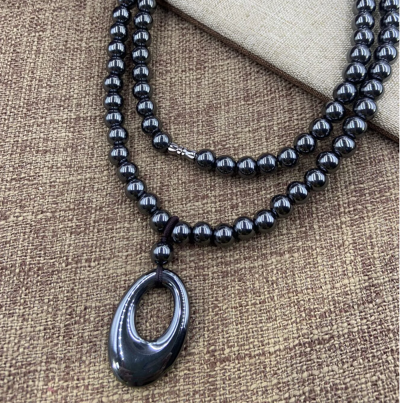 非金属珐琅吊坠 6031 精美复古百搭黑色镂空椭圆吊坠