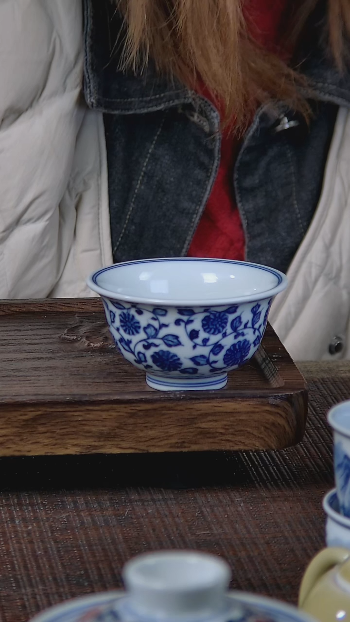 【闪购商品】折葵非器手工手绘缠枝压手杯双花