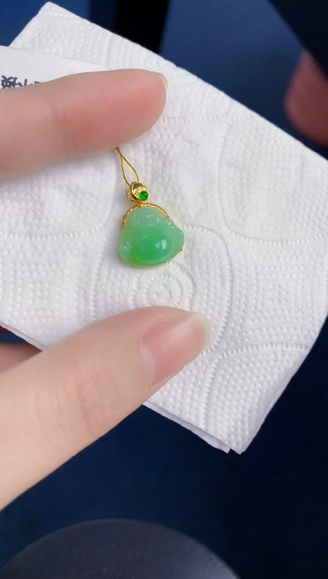 颈饰18K金镶嵌翡翠天然翡翠缅甸A货