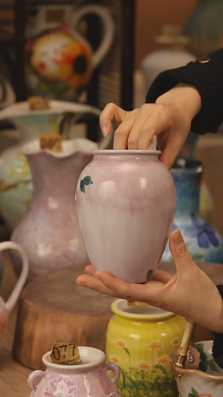 陶瓷景德镇设计师手作花器摆件侘寂风@M172@