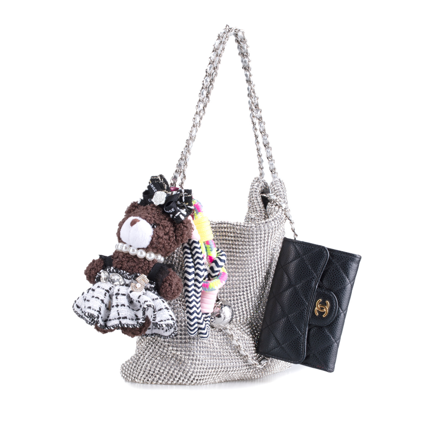 99新 Chanel/香奈儿 cf系列短款钱包 （配钻包和挂件）芯片款