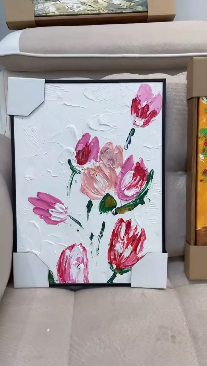 【闪购商品】油画30*40郁金香厚油印象派含框