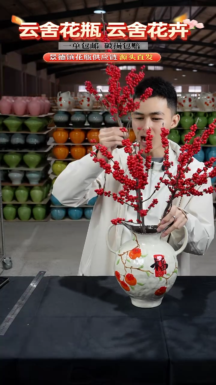 陶瓷景德镇福字陶瓷花瓶