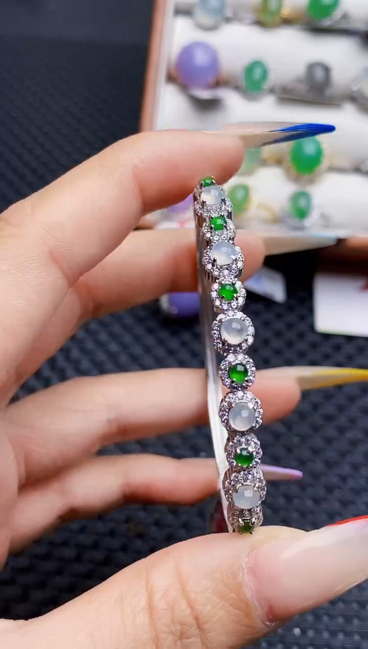 银S925镶嵌戒指翡翠5826