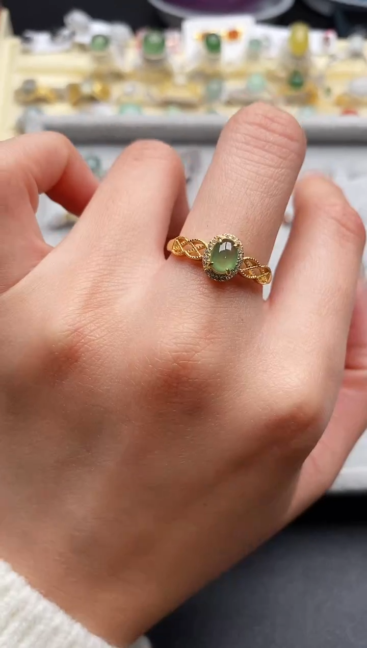 【闪购商品】翡翠戒指银S925镶嵌77777777+10