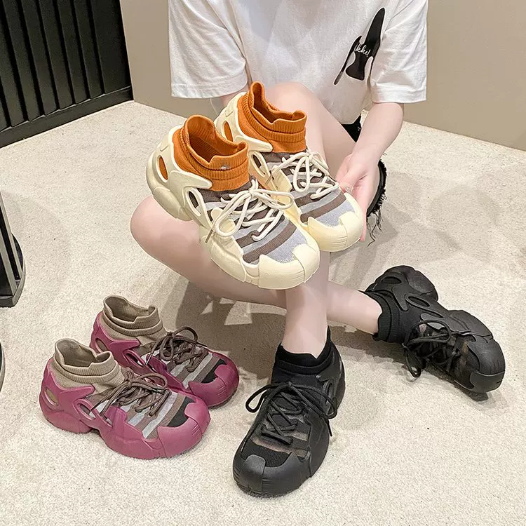 袜子鞋老爹鞋百搭ins学生欧若假日风职场休闲风机能潮鞋