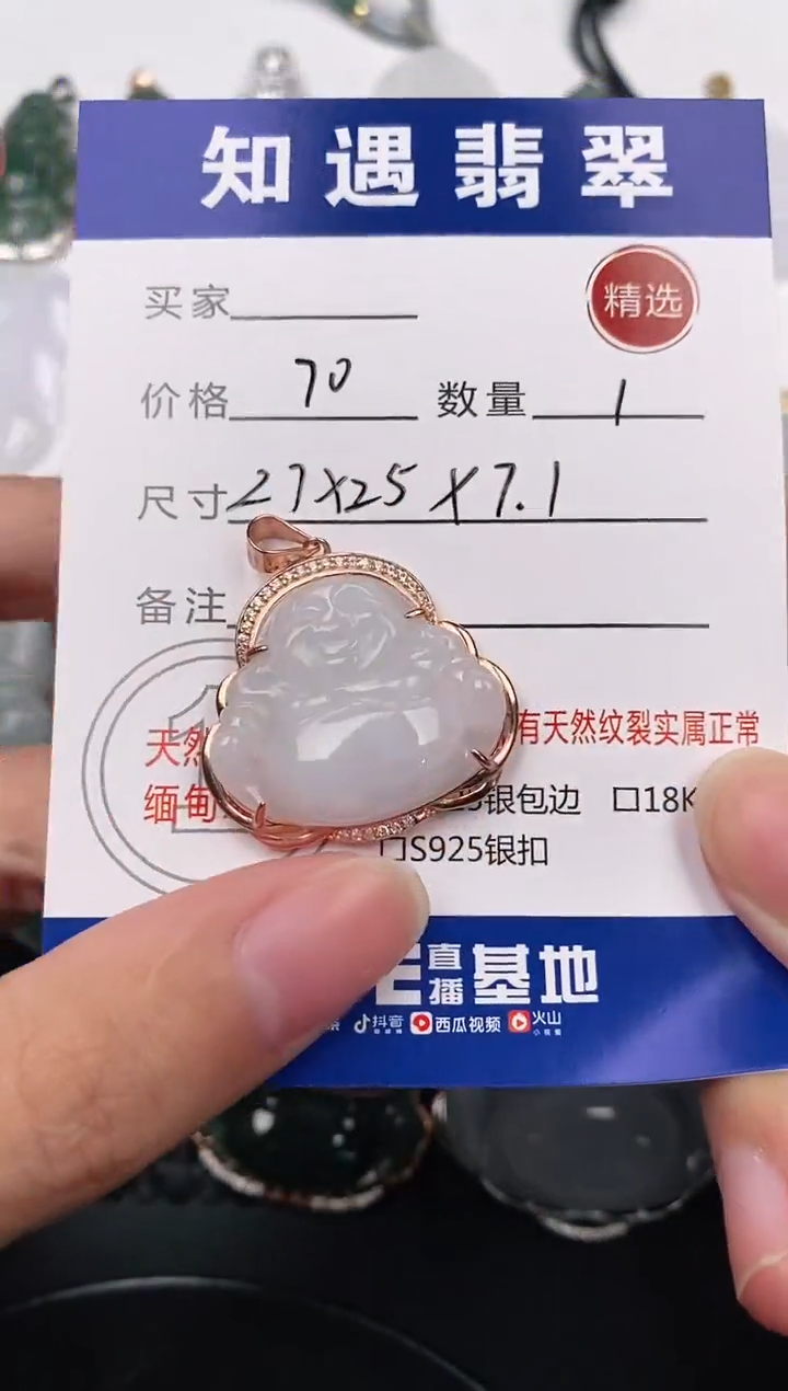 颈饰银S925镶嵌翡翠挂件