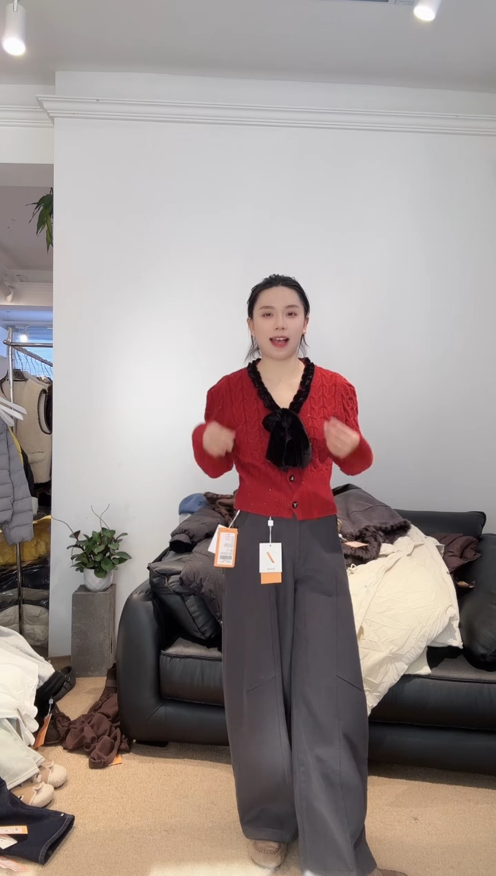 卓约姿色针织衫6029红