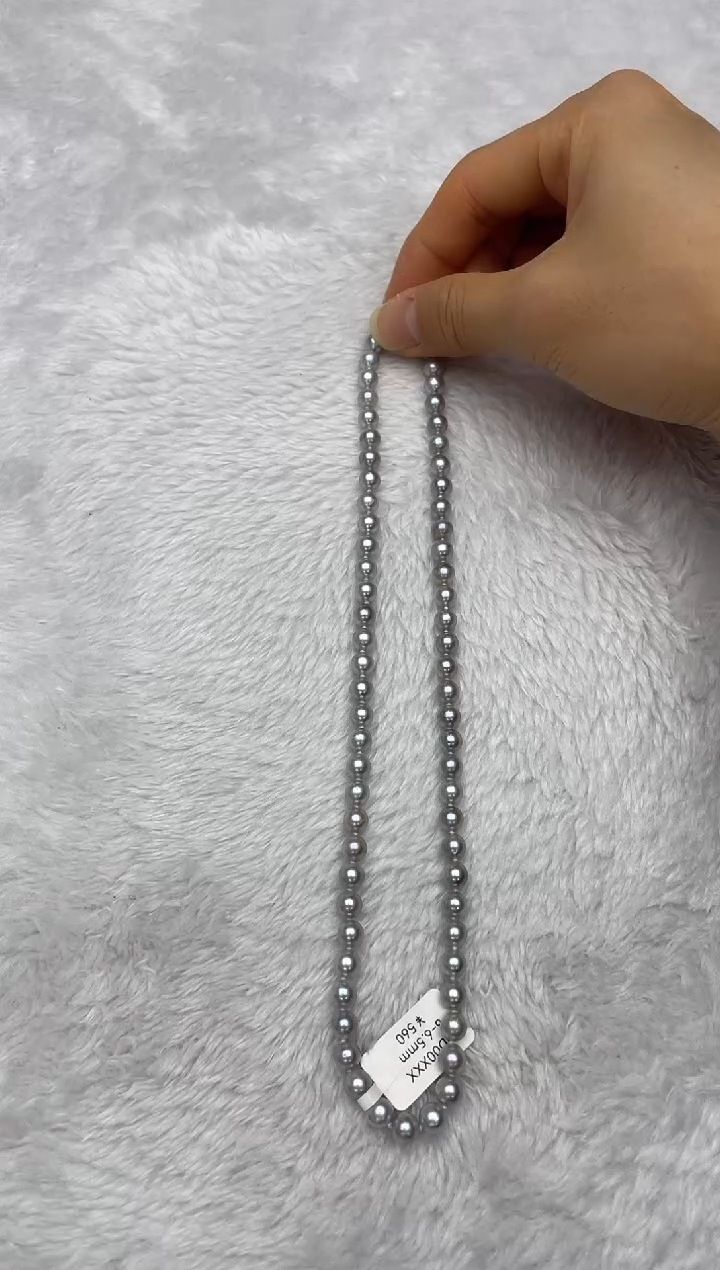 项链银S925镶嵌海水珍珠AK真多麻6-6.5mm
