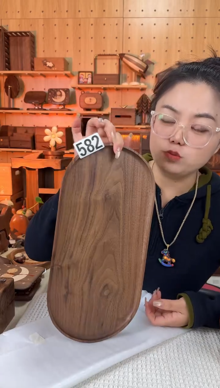 木582微瑕北美黑胡桃整木茶盘