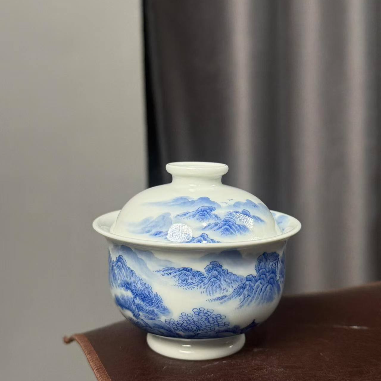 有瑕疵山水盖碗100cc