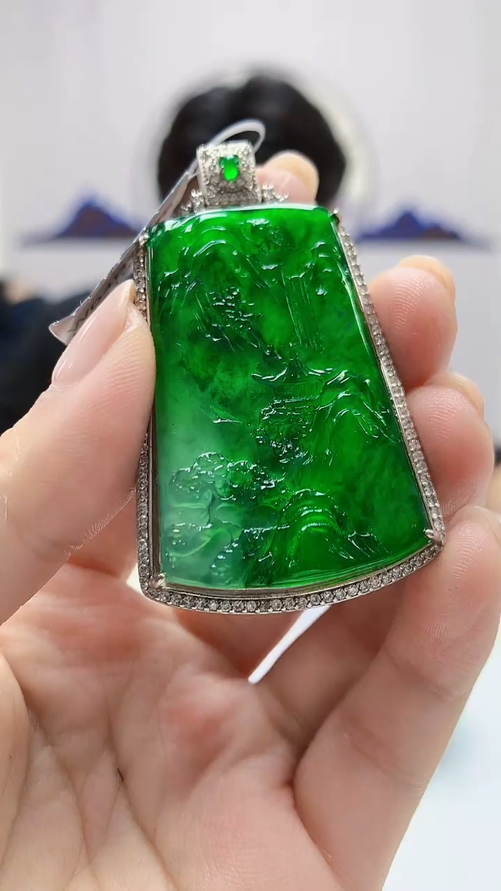 定制翡翠未镶嵌5145ms-毛货171山水赠珠链