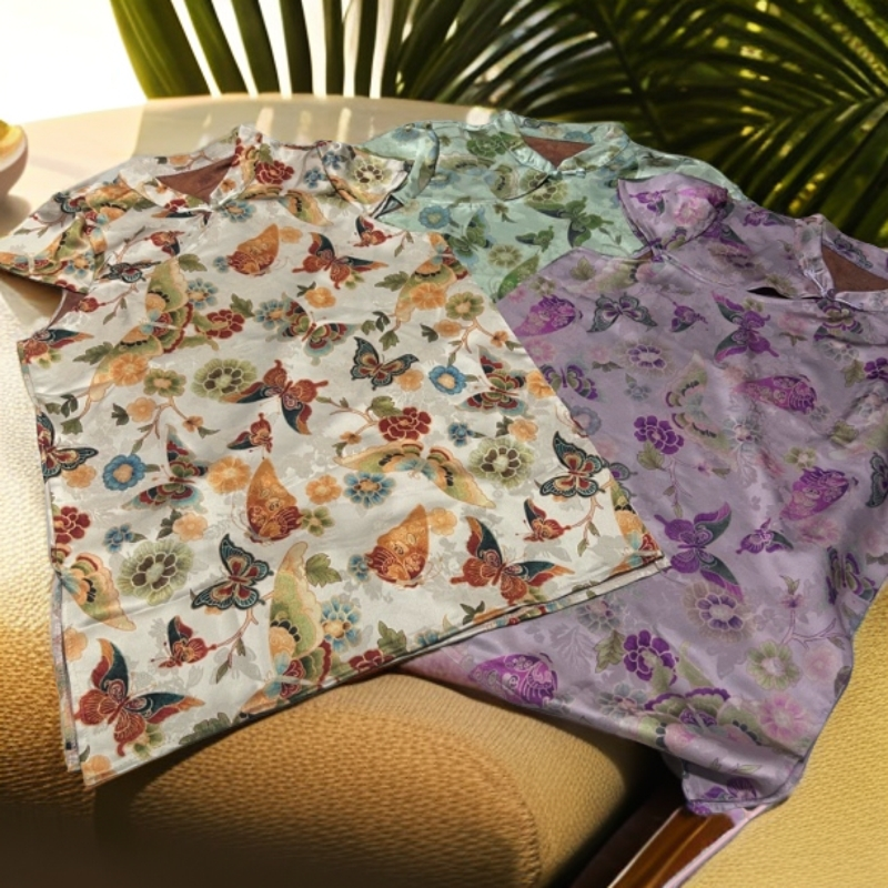 新中式夏季蝴蝶提花气质百搭短袖短袖坎肩上衣