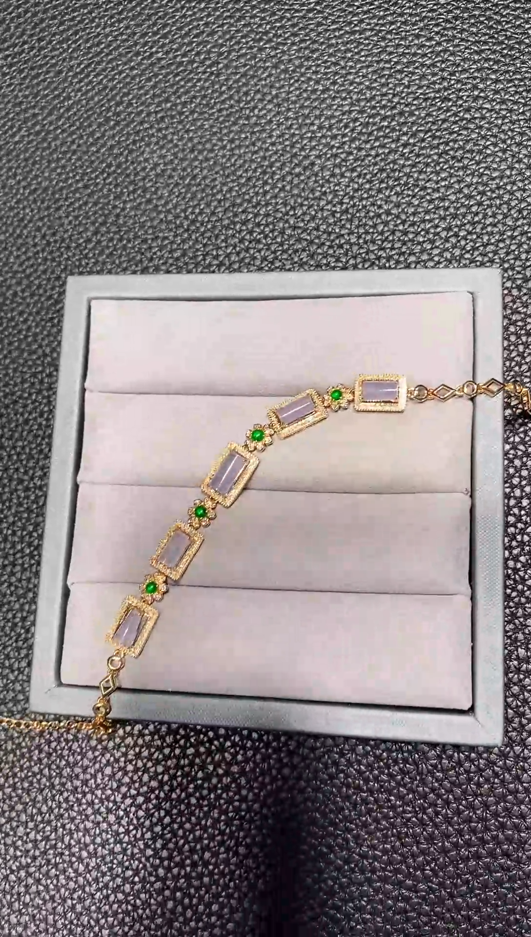 18K金镶嵌翡翠手链紫手链