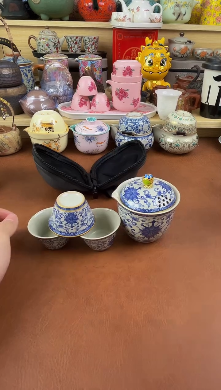 陶瓷茶具摆件旅行套组