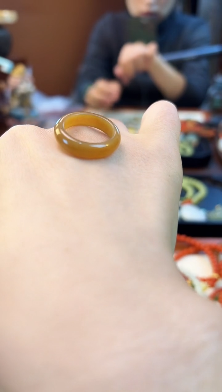 未镶嵌戒指和田玉糖玉内径17mm【福利不退】