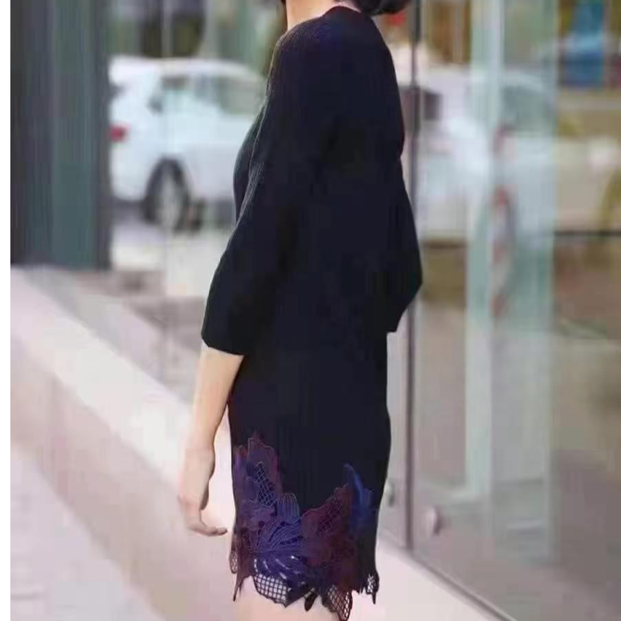 轻职风蕾丝边显瘦毛衣女士轻奢包臀5399168不支持退换