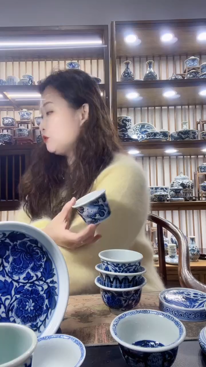 【****】直播间福利海水纹直筒杯元青花