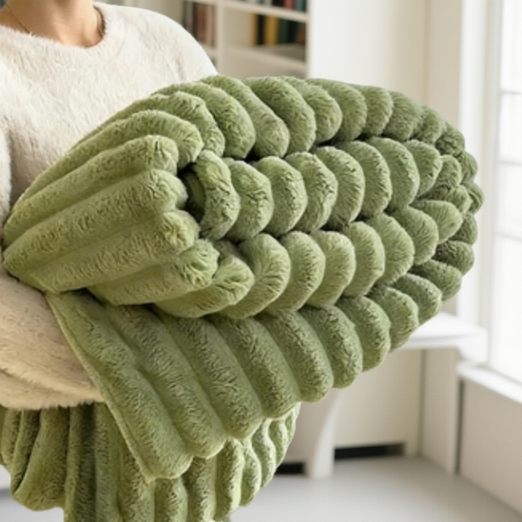 托斯卡纳抽条毛毯简约冬季毛毯绒毯绒毛毯可铺可盖午睡毯