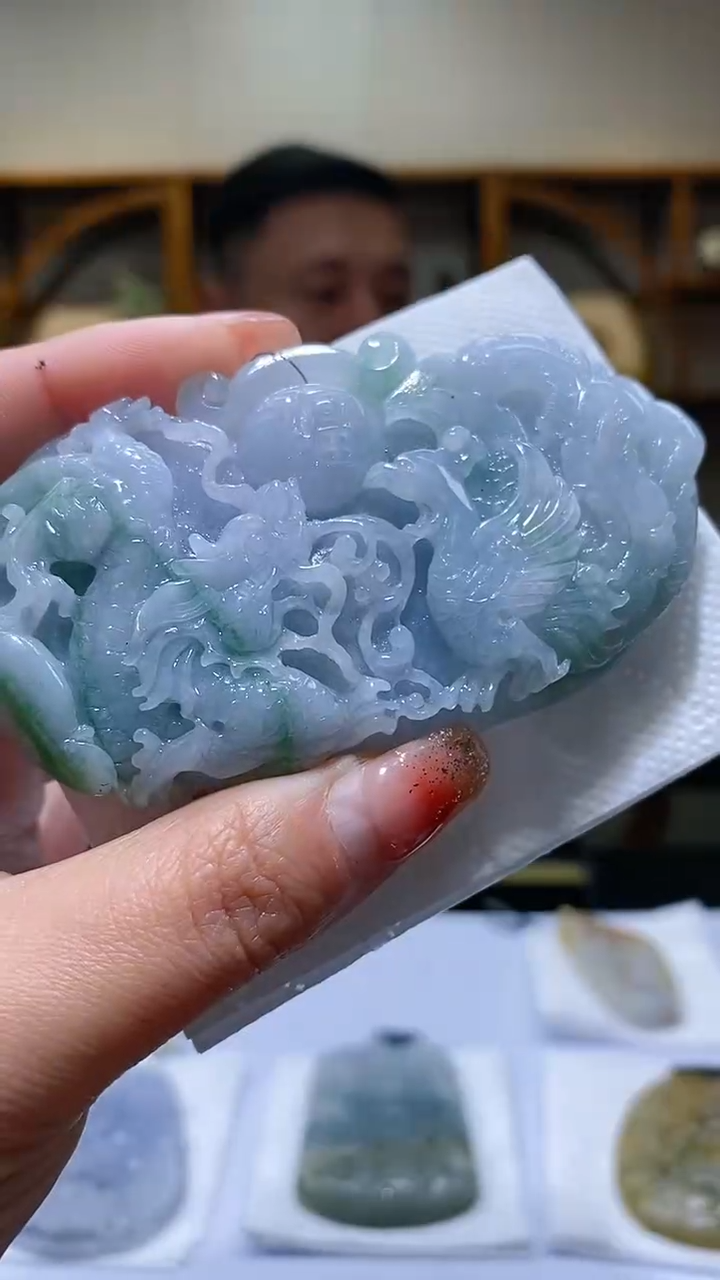 【闪购商品】定制翡翠未镶嵌36/0118/W发起一件/龙凤呈祥