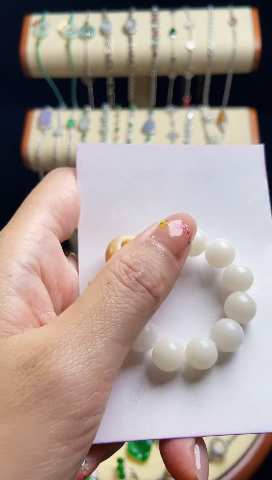 翡翠戒指银S925镶嵌手链