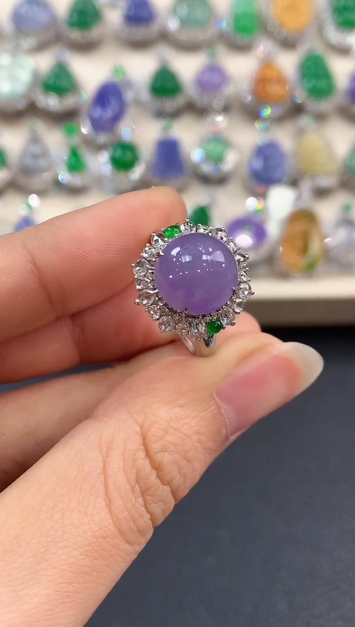 【闪购商品】翡翠戒指18K金镶嵌C153有色差