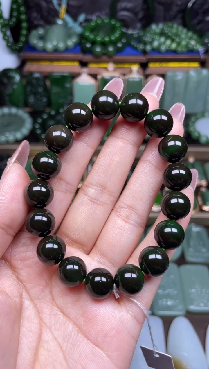【闪购商品】和田玉手串聚红皮未镶嵌珠子直径12