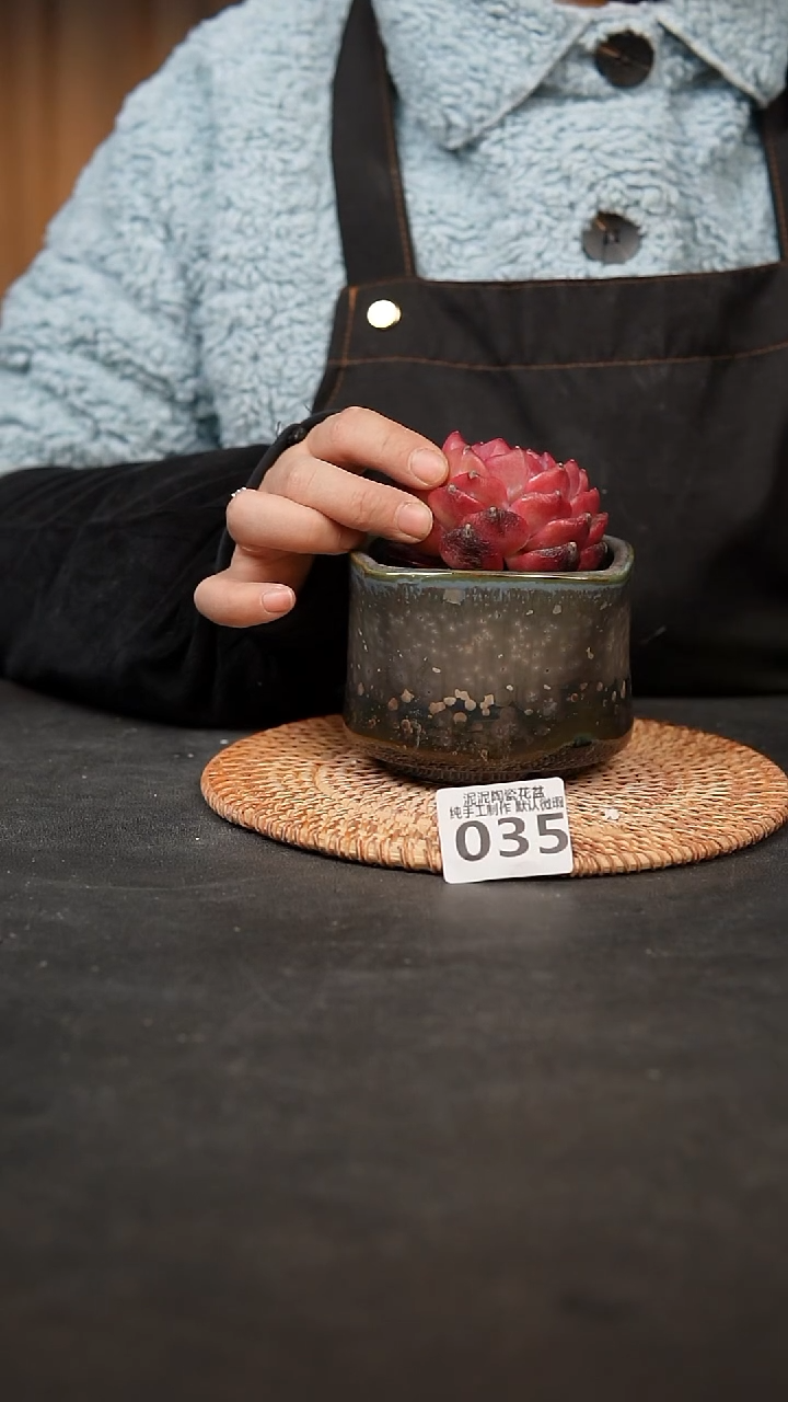 【闪购商品】瓷片035泥泥手工花盆口8高8