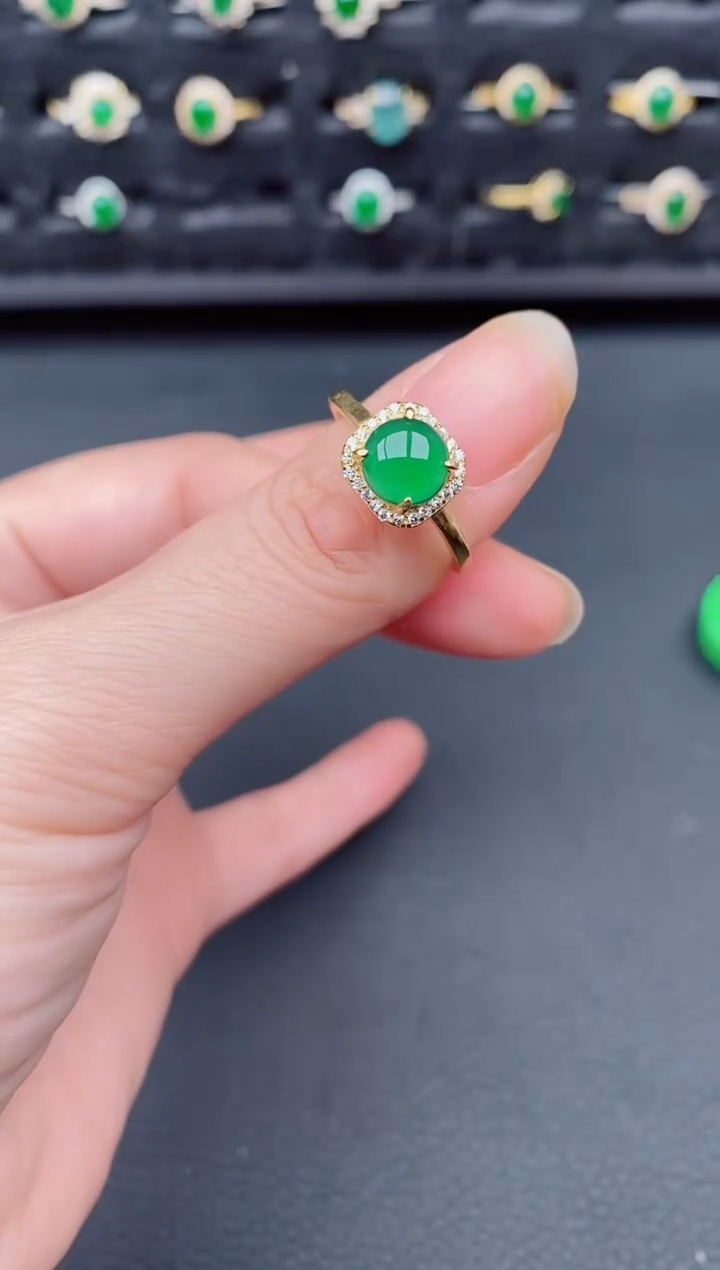 银S925镶嵌戒指翡翠天然a货翡翠43