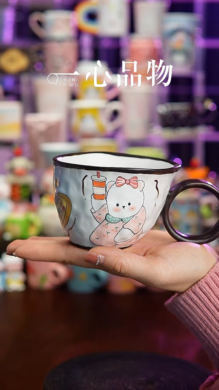 杯子瓷H75景德镇手工手绘杯子摆件