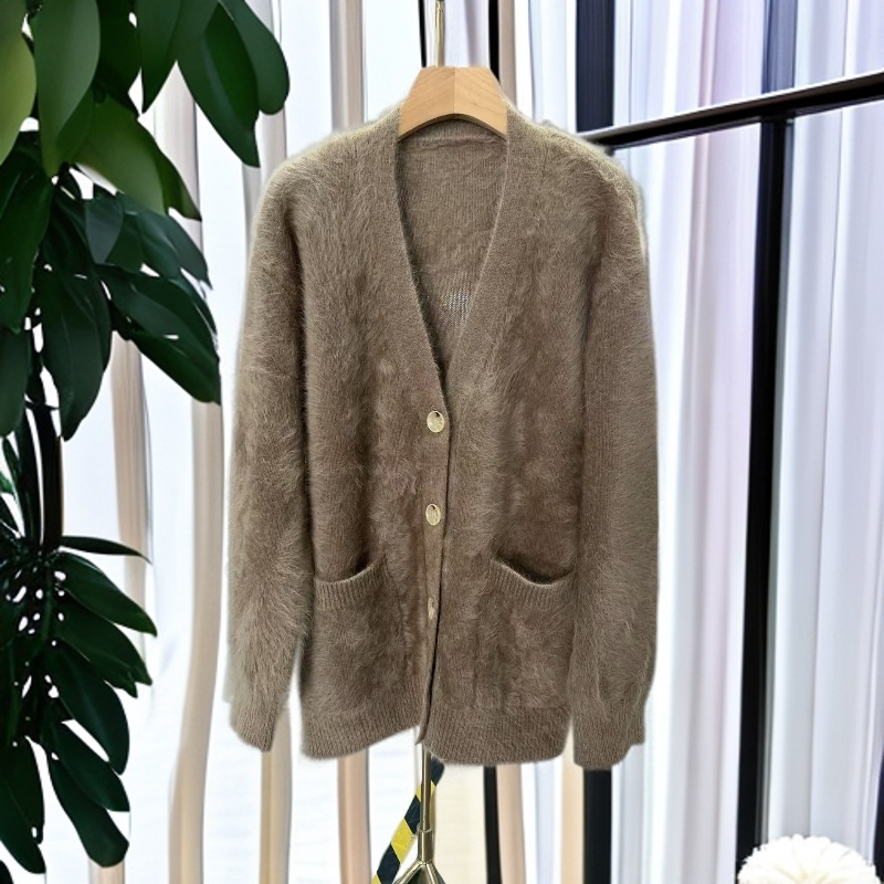 炸总亲洗【“绒”生富贵系列】其他特种动物毛开衫纯色时尚拉绒R058