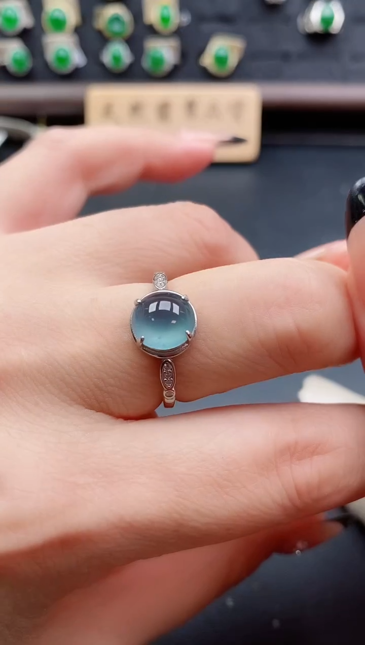 银S925镶嵌戒指翡翠1