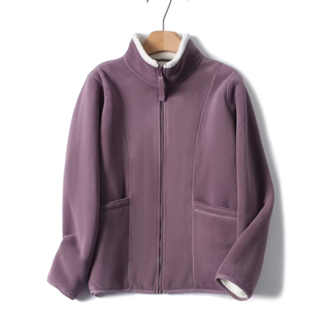 保暖羊羔绒立领女冬季防风加绒加厚短外套休闲女款加厚外套冬季