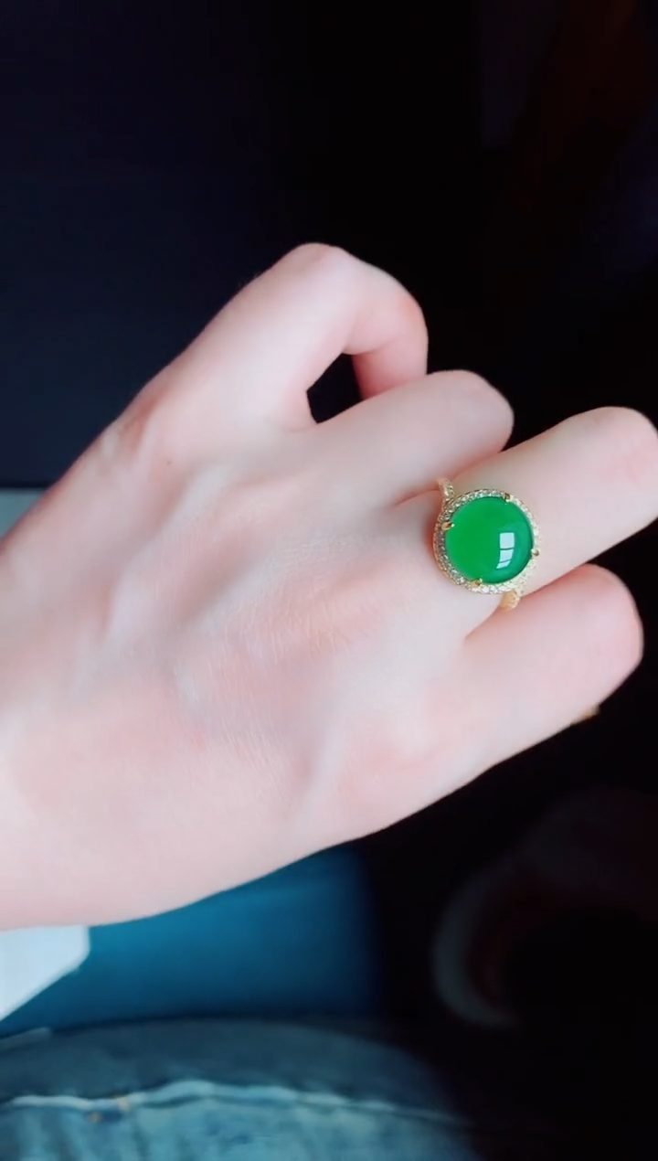 【闪购商品】翡翠戒指银S925镶嵌天然a货翡翠169