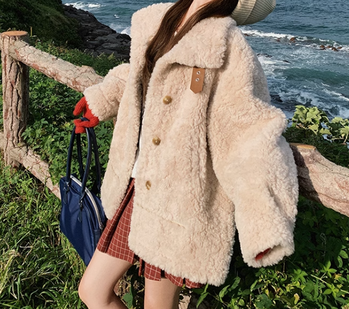 非图片款默认微瑕厚款颗粒感保暖慵懒风冬季女外套